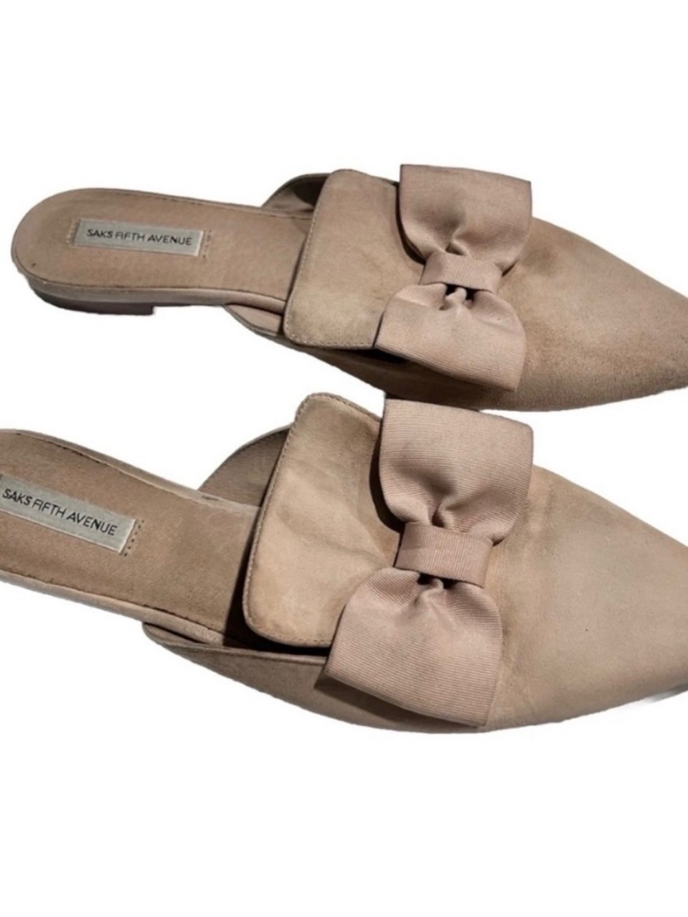 Saks Fifth Avenue Blush Bow Pointed-Toe Slide Mules